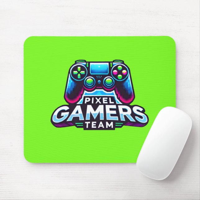Pixel Gamers Team - Neon Grönt Glitch Musmatta (Med mus)