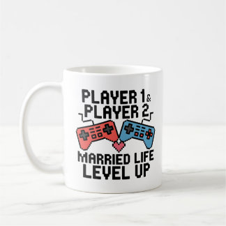 Pixel Gaming Couple Level Up Design Kaffemugg