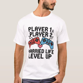 Pixel Gaming Couple Level Up Design T Shirt