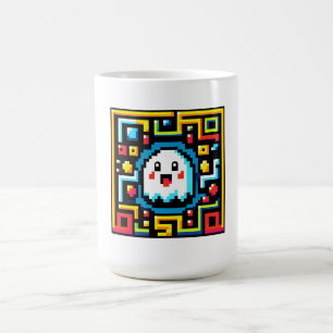 Pixel Ghost Maze - Retro Arcade-Inspired-spel Kaffemugg