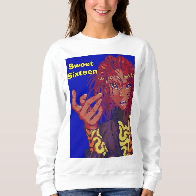 Pixel girl, sweet sixteen, happy Birthday! T Shirt (Framsida)