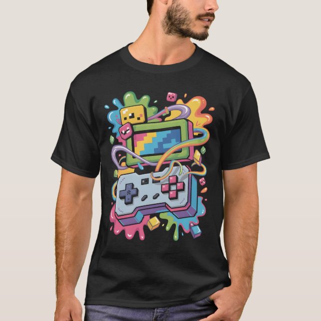 Pixel Graffiti Storm T Shirt (Framsida)