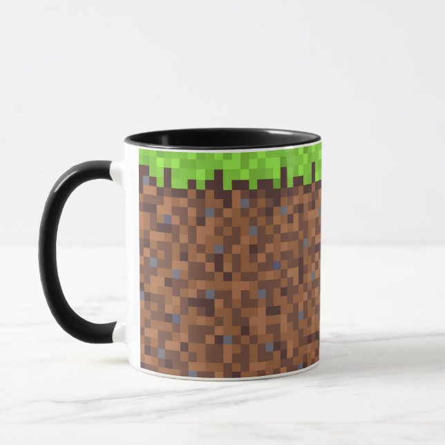 Pixel gräs gamer födelsedag  mugg (Vänster)