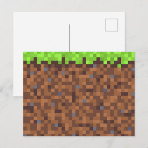 Pixel gräs gamer födelsedag  vykort