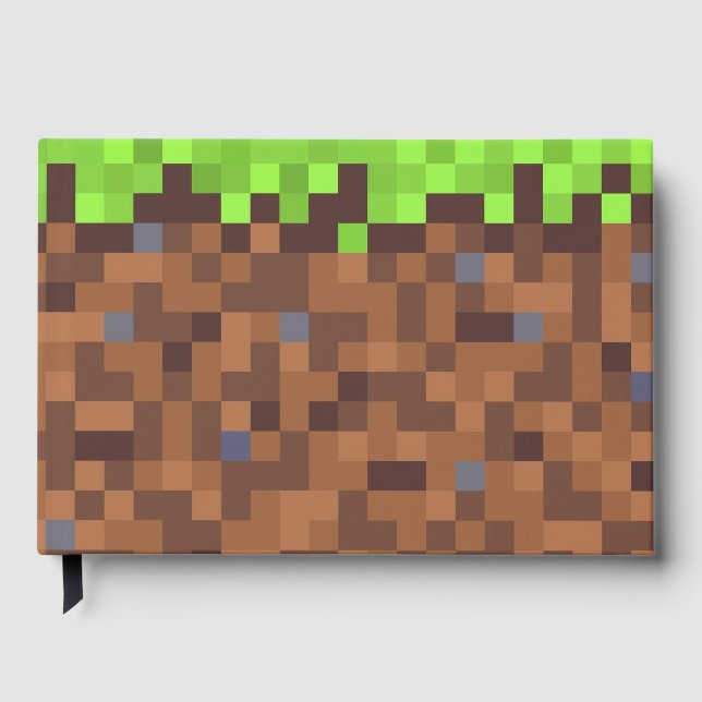 Pixel grass gamer birthday  gästböcker (Framsida)