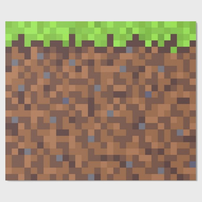 Pixel grass gamer birthday  presentpapper (Platt)