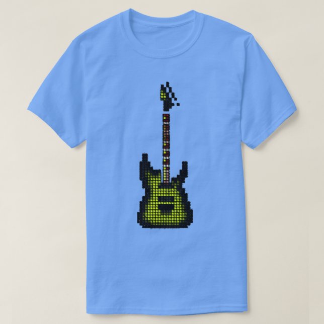 Pixel Grönt Burst Electric Guitar Upprätt T Shirt (Design framsida)