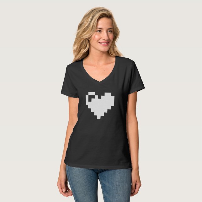 Pixel Heart 8-bitar T Shirt (Hel framsida)