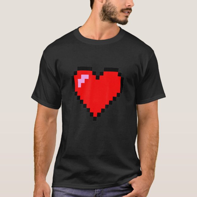Pixel Heart 8-bitars grafikdesign T Shirt (Framsida)