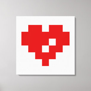Pixel Heart 8-bitars Kärlek Canvastryck