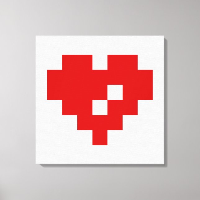 Pixel Heart 8-bitars Kärlek Canvastryck (Framsida)