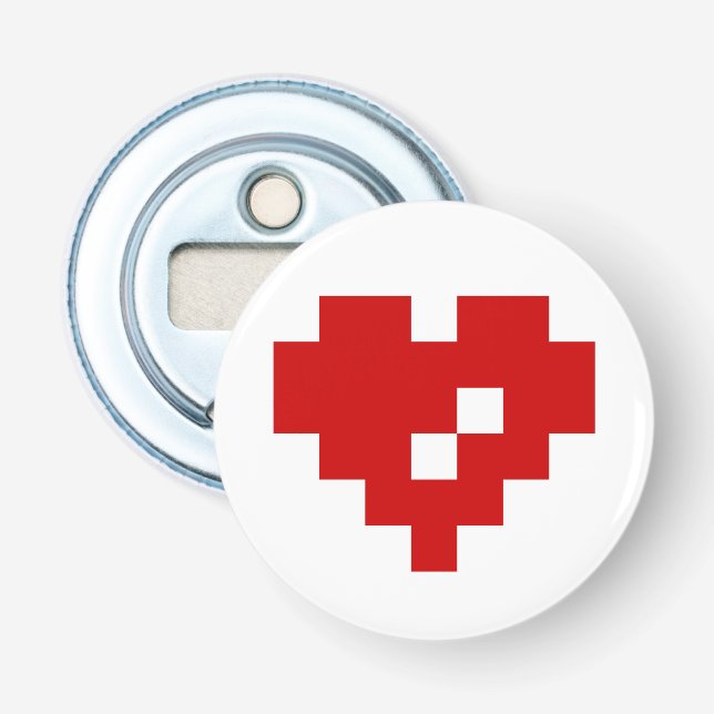 Pixel Heart 8-bitars Kärlek Flasköppnare (Framsidan)