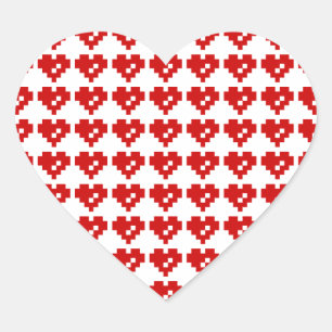 Pixel Heart 8-bitars Kärlek Hjärtformat Klistermärke