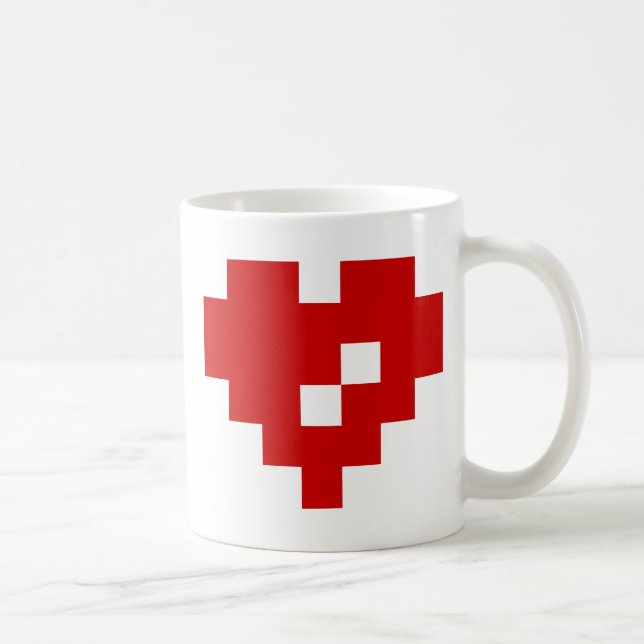 Pixel Heart 8-bitars Kärlek Kaffemugg (Höger)