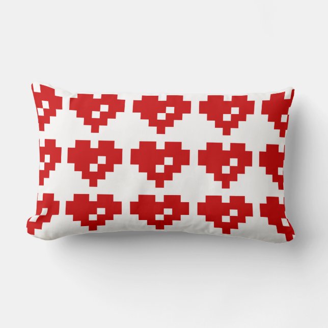 Pixel Heart 8-bitars Kärlek Lumbarkudde (Framsida)