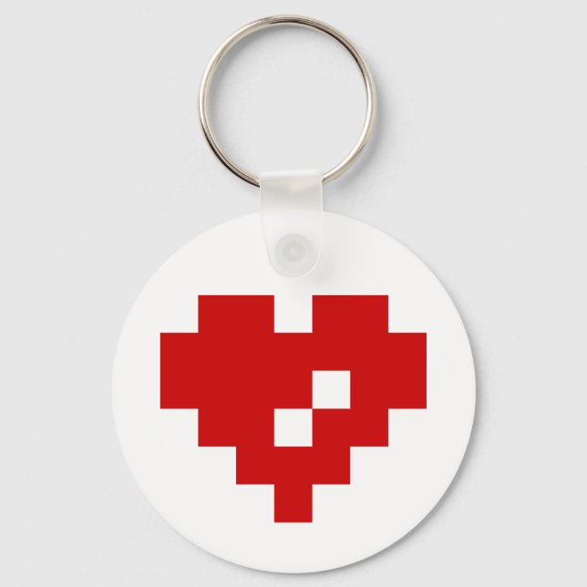 Pixel Heart 8-bitars Kärlek Nyckelring (Framsida)