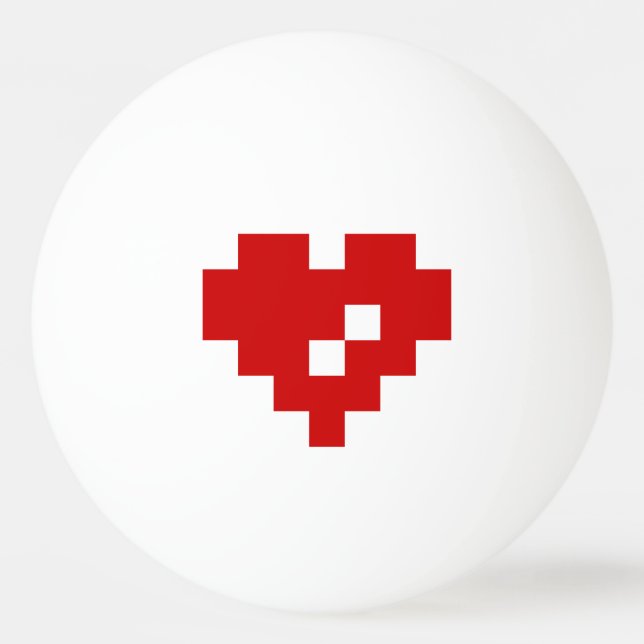 Pixel Heart 8-bitars Kärlek Pingisboll (Framsidan)