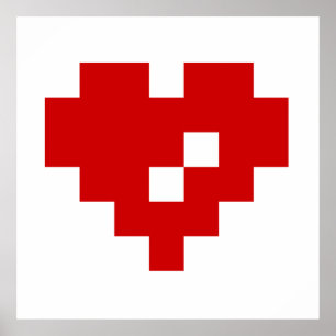 Pixel Heart 8-bitars Kärlek Poster