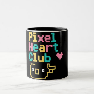 Pixel Heart Club: Retro kärlek Pixel Art för spela Två-Tonad Mugg