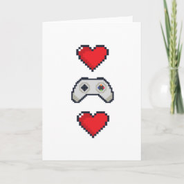 Pixel Heart & Controller - Valentindagskort Helgkort