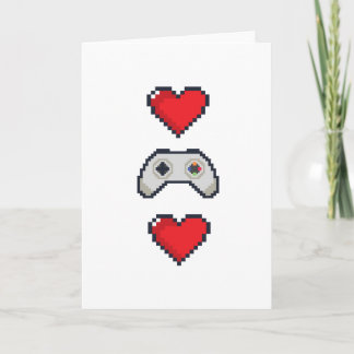 Pixel Heart & Controller - Valentindagskort Helgkort