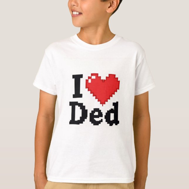 Pixel Heart: Jag ❤️ Ded Retro Tee" T Shirt (Framsida)