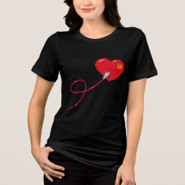 Pixel Hearts-anslutna matchande par-enheter Lämnat T Shirt