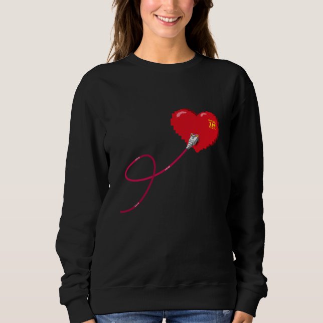 Pixel Hearts-anslutna matchande par-enheter Lämnat T Shirt (Framsida)