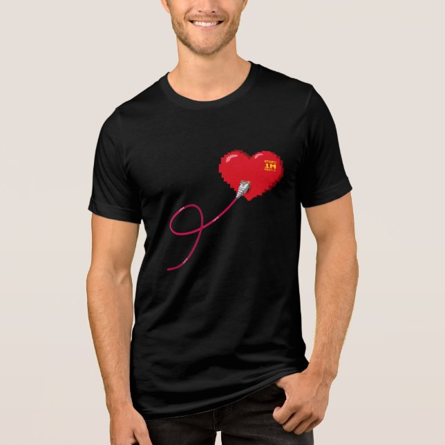 Pixel Hearts-anslutna matchande par-enheter Lämnat T Shirt (Framsida)