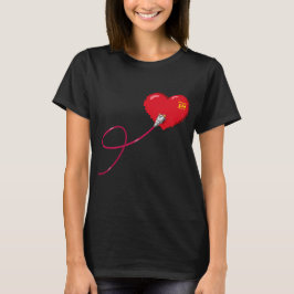 Pixel Hearts-anslutna matchande par-enheter Lämnat T Shirt