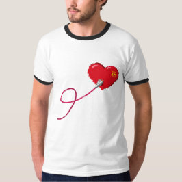 Pixel Hearts-anslutna matchande par-enheter Lämnat T Shirt