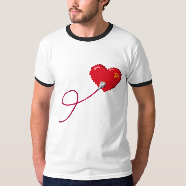 Pixel Hearts-anslutna matchande par-enheter Lämnat T Shirt (Framsida)