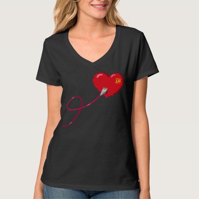 Pixel Hearts-anslutna matchande par-enheter Lämnat T Shirt (Framsida)