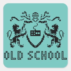 Pixel Heraldic Old school Sticker Fyrkantigt Klistermärke