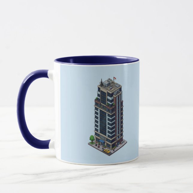 Pixel Hotel Tower Navy Blue Combo Mugg (Vänster)