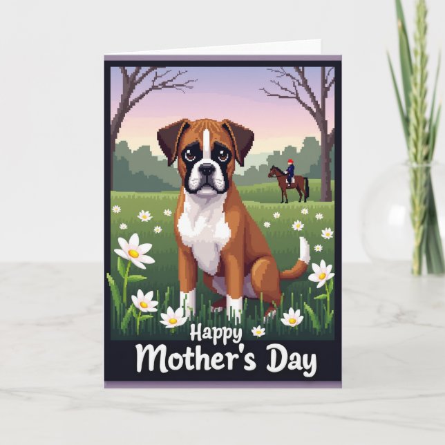 Pixel Hund Mors Dag Scenkort Kort (Framsida)