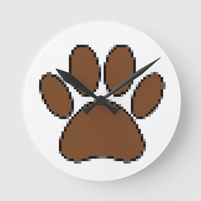 Pixel Hund Pau Skriv ut Rund Klocka (Framsida)