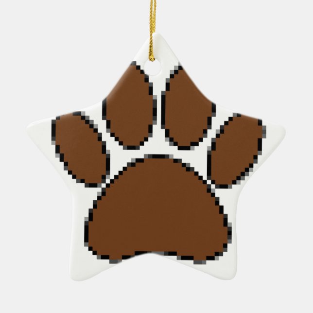 Pixel Hund Paw-utskrift Julgransprydnad Keramik (Framsidan)