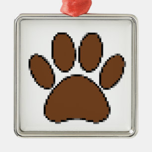 Pixel Hund Paw-utskrift Julgransprydnad Metall