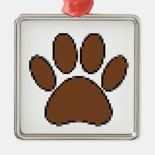 Pixel Hund Paw-utskrift Julgransprydnad Metall (Framsidan)