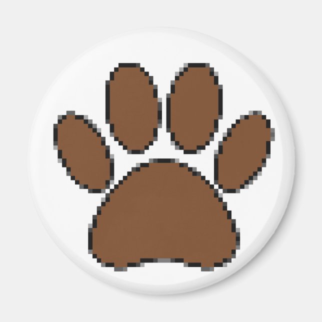 Pixel Hund Paw-utskrift Magnet (Framsidan)