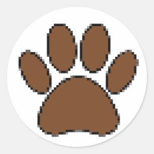 Pixel Hund Paw-utskrift Runt Klistermärke