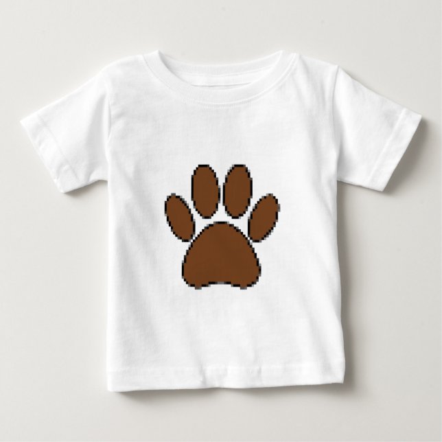Pixel Hund Paw-utskrift Tee Shirt (Framsida)