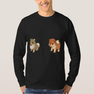 Pixel Hundar Pommern och Shiba Inu T Shirt