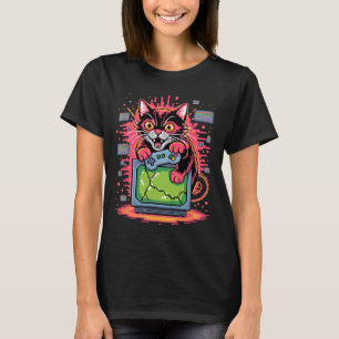 Pixel ilska katt Retro Gamer Glitch i 8-bit stil 1 T Shirt