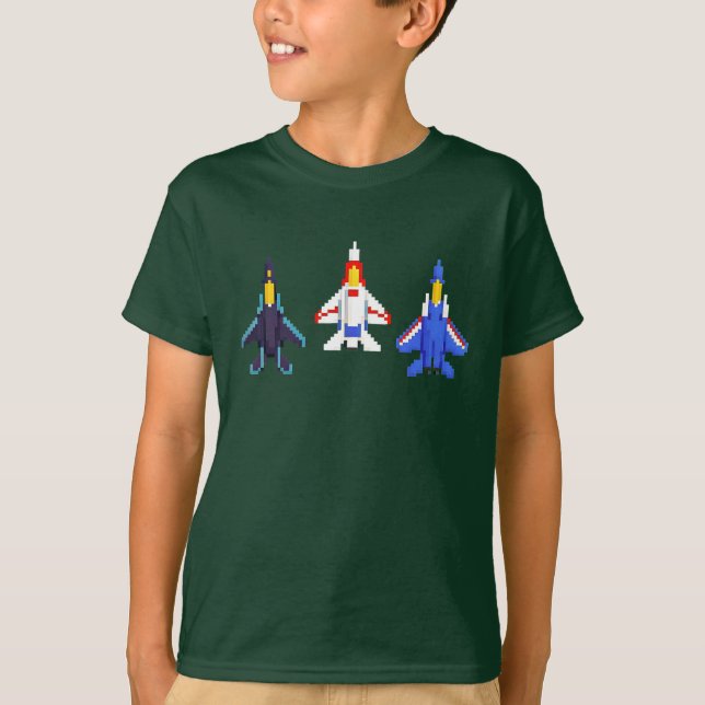 Pixel Jet Power Tee - Retro Pixels, Fullt Throttro (Framsida)