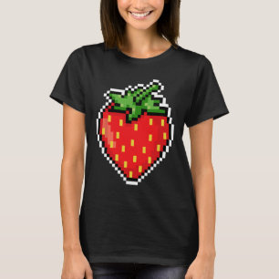 Pixel Jordgubbe 80-tals TV-spel Halloween  T Shirt