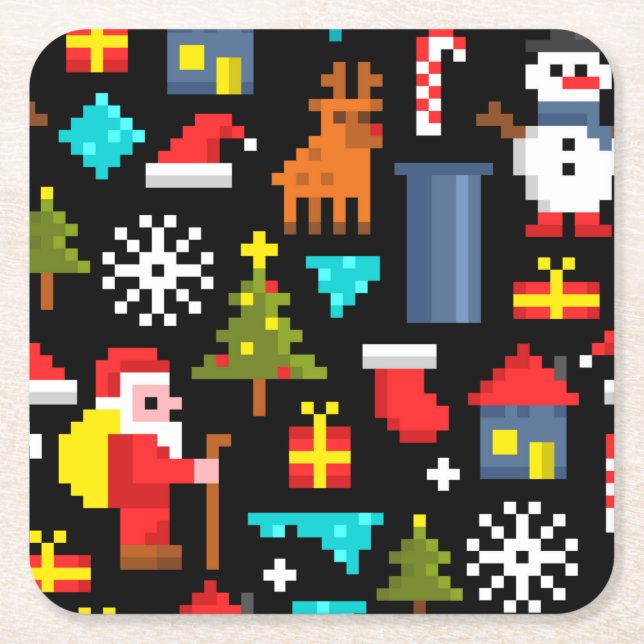 Pixel jul underlägg papper kvadrat (Framsidan)