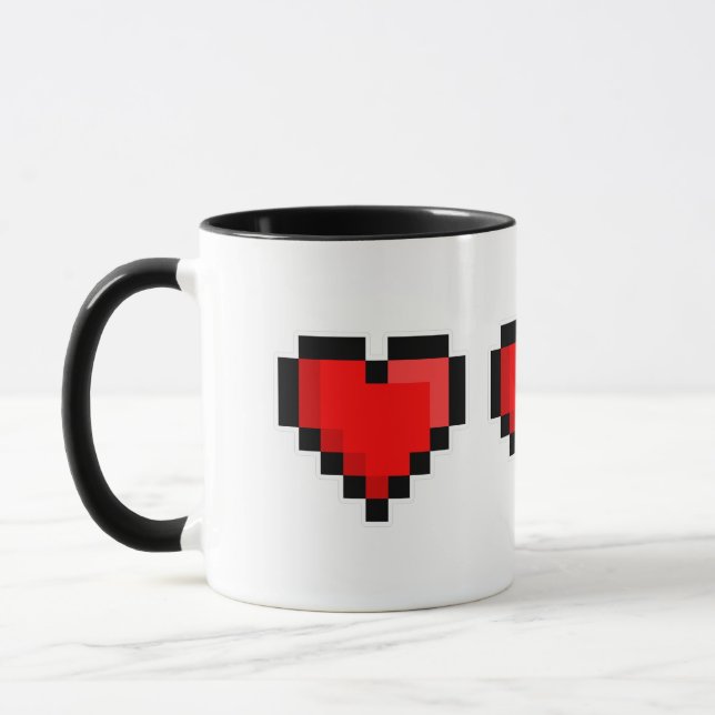 Pixel Kärlek Hjärtan Mugg (Vänster)
