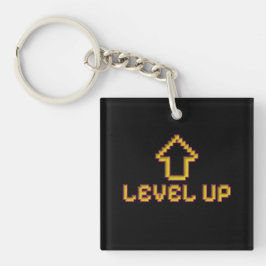 Pixel Level Up Gamer Nyckelring Svart